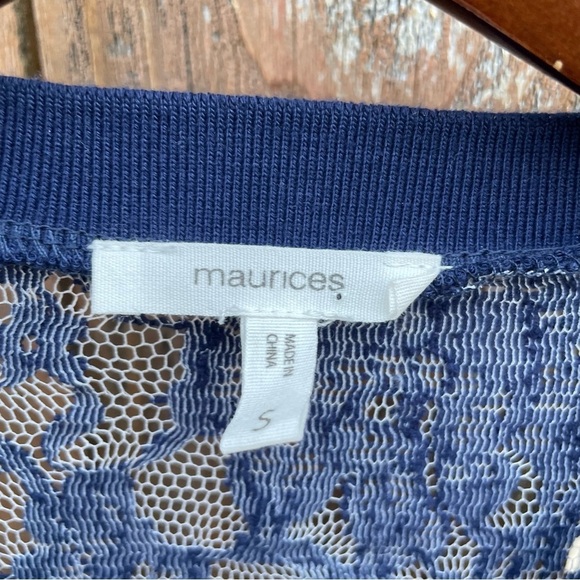 MAURICES Women’s Lacy Blue Full Zip See Through Jacket Size Small - Picture 4 of 12